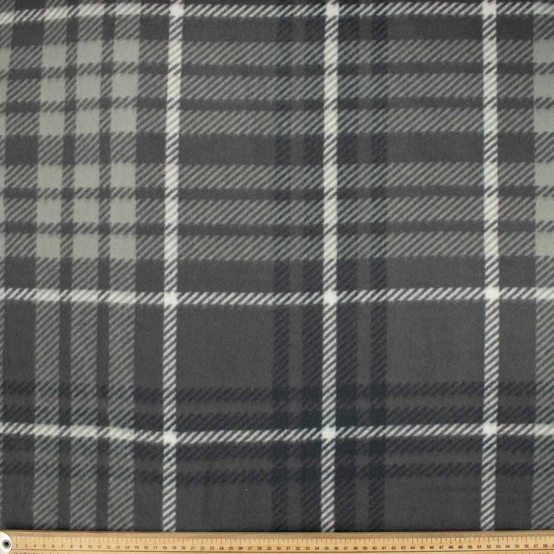 Grey & White Checks Printed Polar Fleece #11