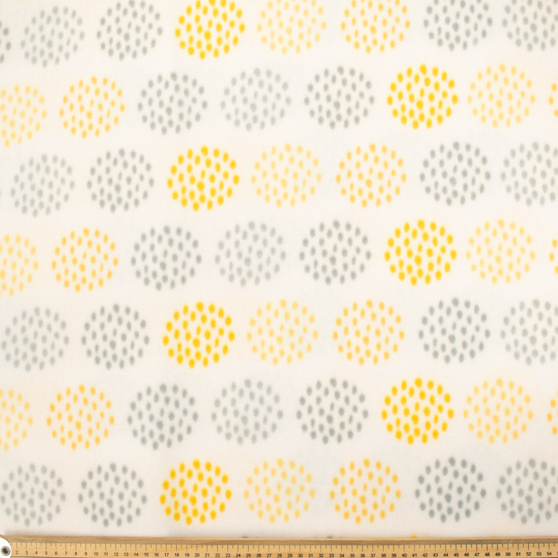 Grey & Yellow Dots on White Printed Polar Fleece #12