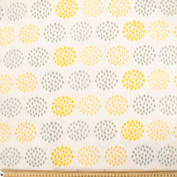 Grey & Yellow Dots on White Printed Polar Fleece #12