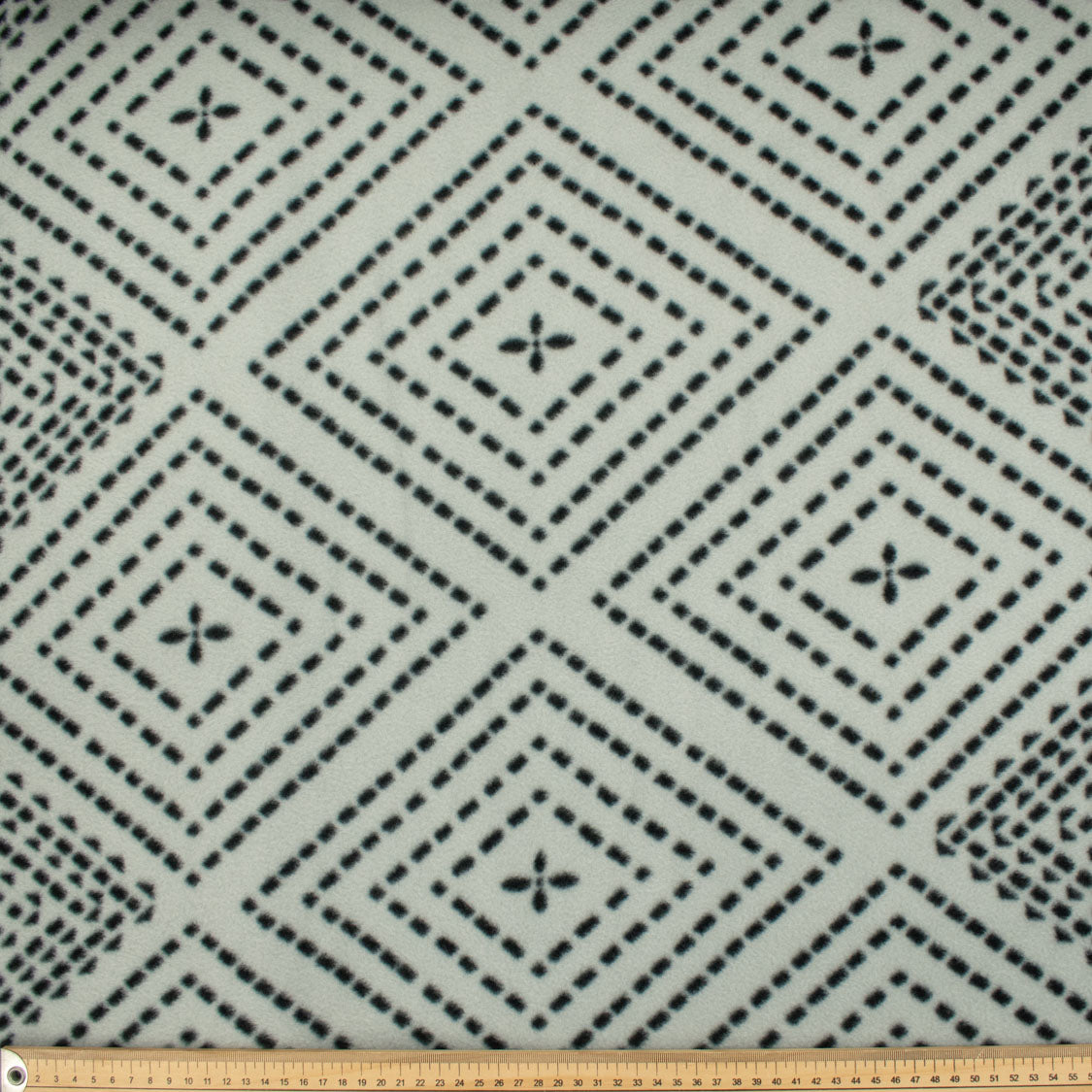 Black Dots Rhombus on Grey Printed Polar Fleece #13