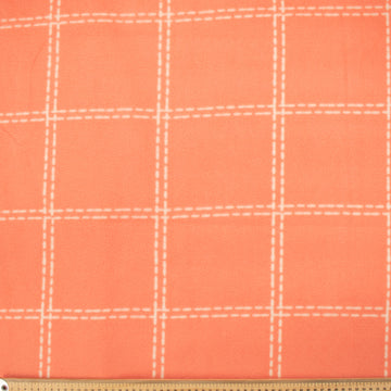 White & Coral Checks Printed Polar Fleece #4