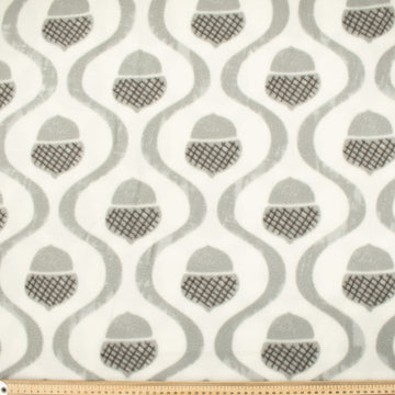 Grey Nuts & Wavy Lines on White Checks Printed Polar Fleece #6