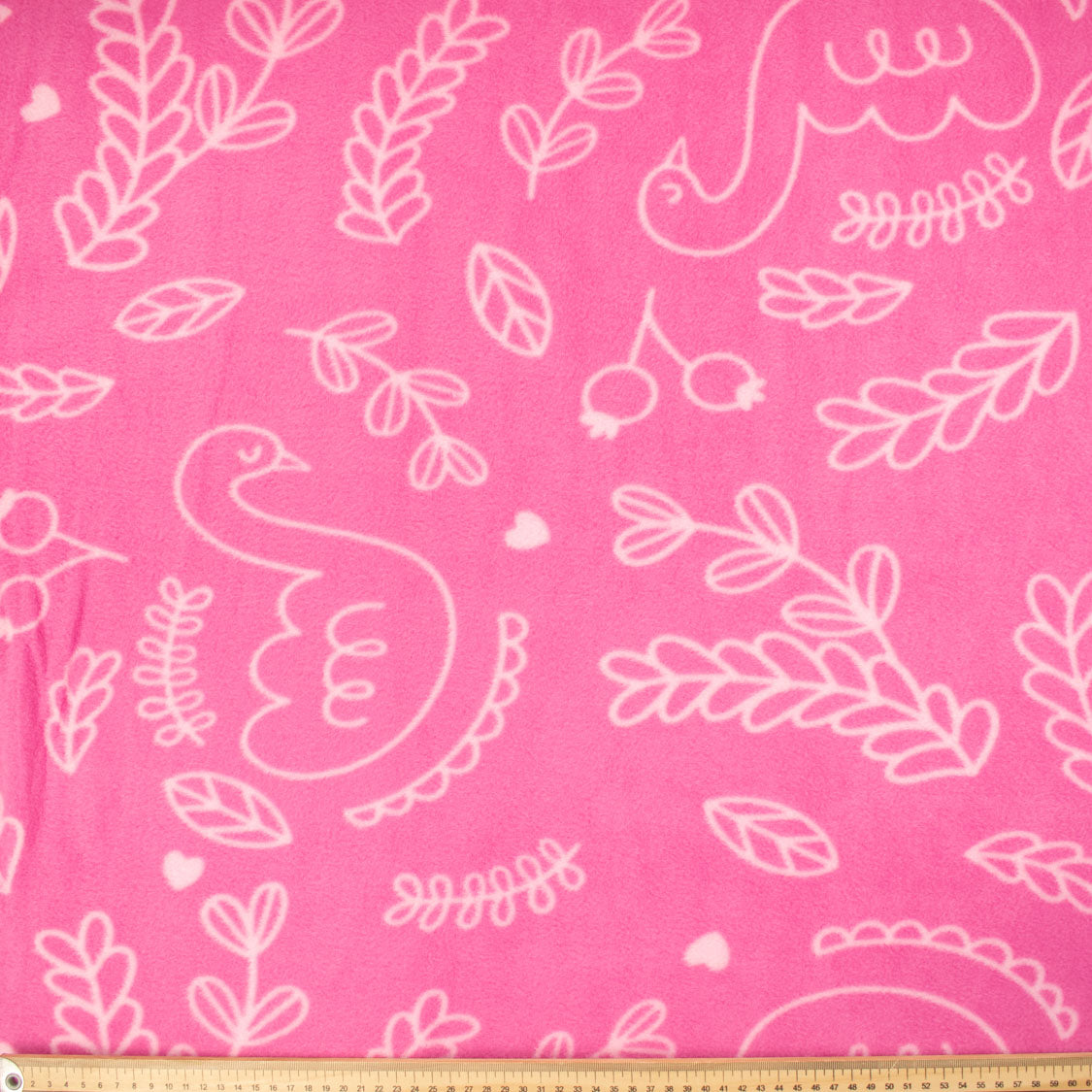 White Swans & Aquatic Plants on Pink Printed Polar Fleece DSN #1