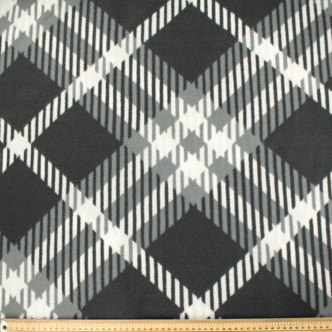 Black, Grey & White Checks Printed Polar Fleece DSN #16
