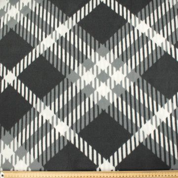 Black, Grey & White Checks Printed Polar Fleece DSN #16