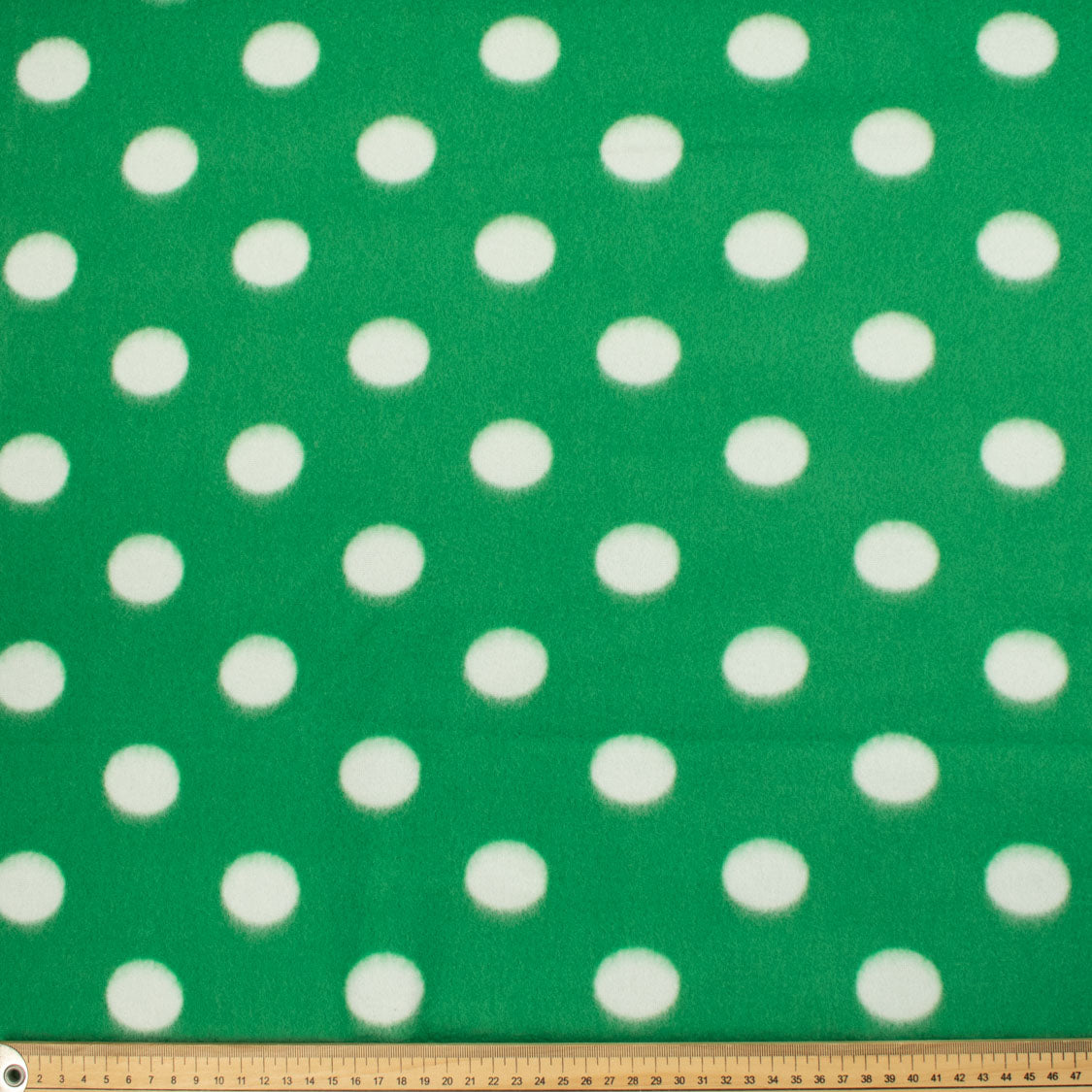 White Dots on Green Printed Polar Fleece DSN #26