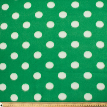 White Dots on Green Printed Polar Fleece DSN #26