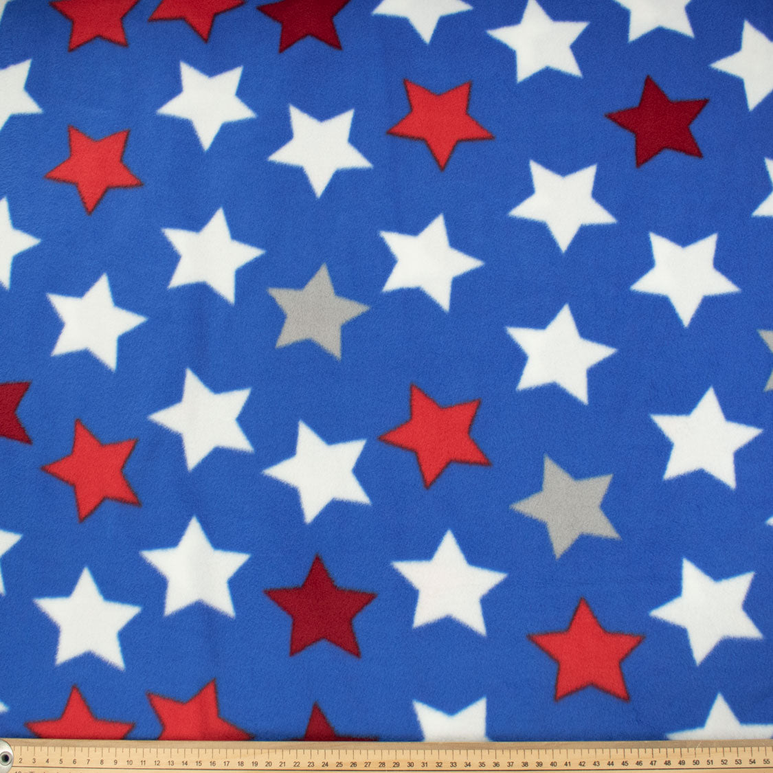 Red, White & Grey Stars on Royal Blue Printed Polar Fleece DSN #28