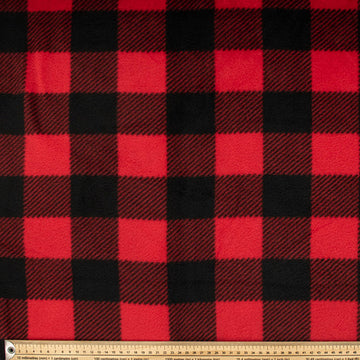 Black Checks on Red Printed Polar Fleece DSN #30