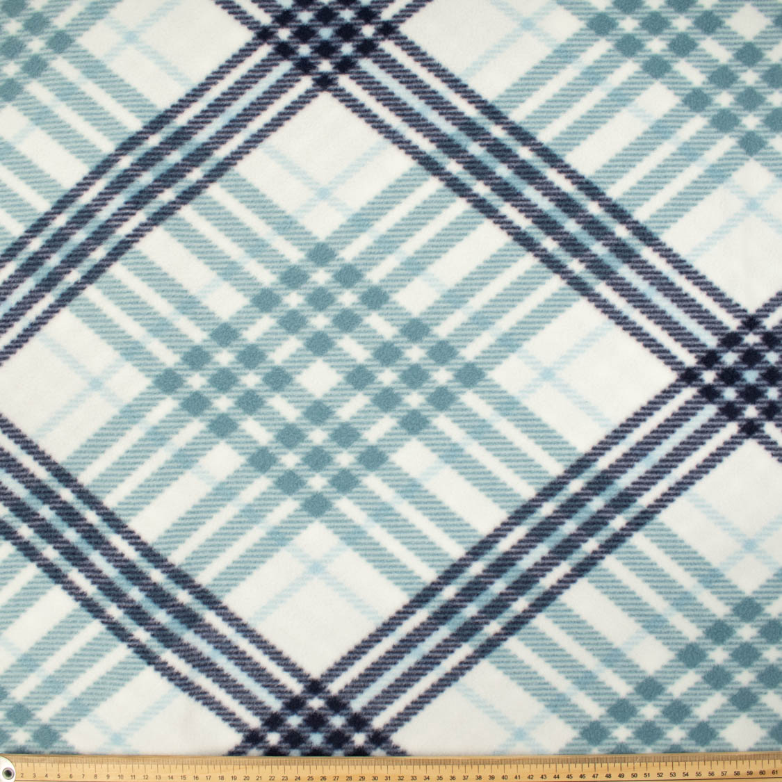 Blue & Navy Checks on White Printed Polar Fleece DSN #33