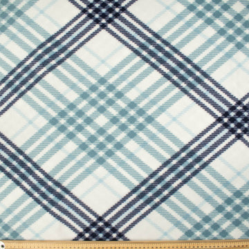 Blue & Navy Checks on White Printed Polar Fleece DSN #33