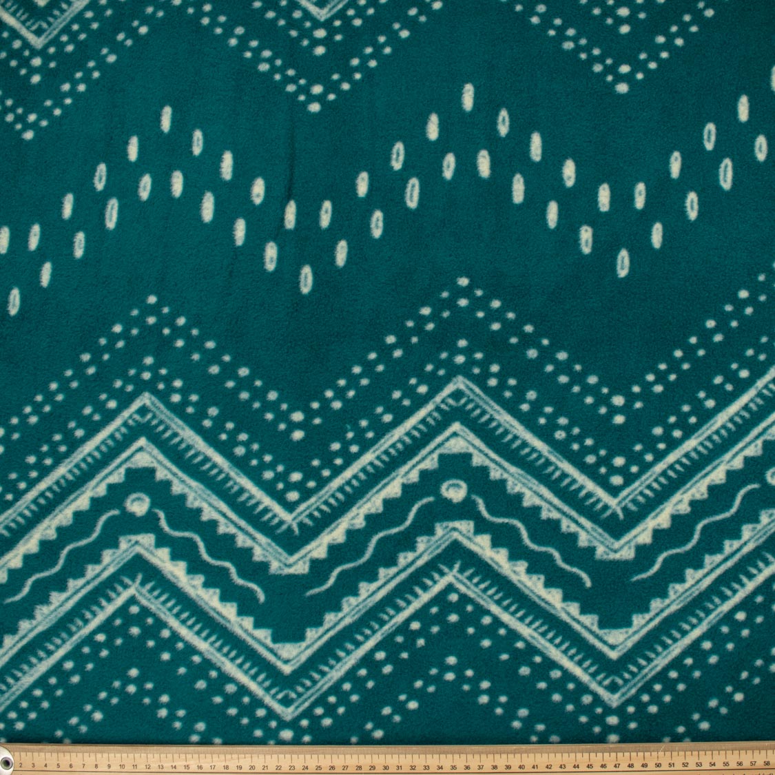 Zigzag Stripes & Dots on Forest Green Printed Polar Fleece DSN #36