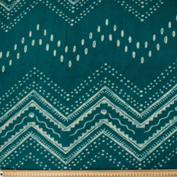 Zigzag Stripes & Dots on Forest Green Printed Polar Fleece DSN #36