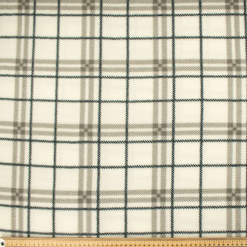 Grey & Dark Green Checks on Cream Printed Polar Fleece DSN #37