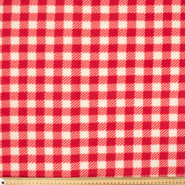 Red & White Gingham Checks Printed Polar Fleece DSN #42