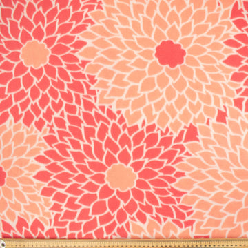 Coral & Peach Big Flowers Printed Polar Fleece DSN #47