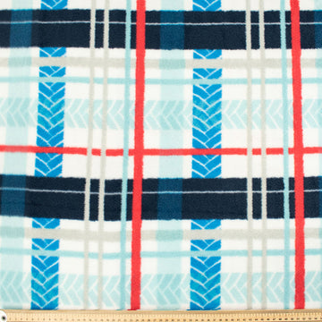Blue & Red Checks on White Printed Polar Fleece DSN #53