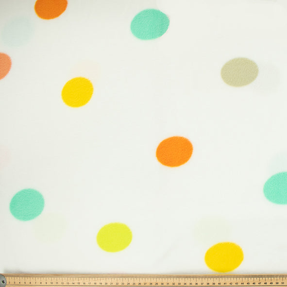 Multi Colour Big Dots on White Printed Polar Fleece DSN #6