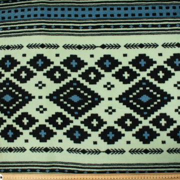 Black & Blue Geometric on Mint Printed Polar Fleece DSN #60