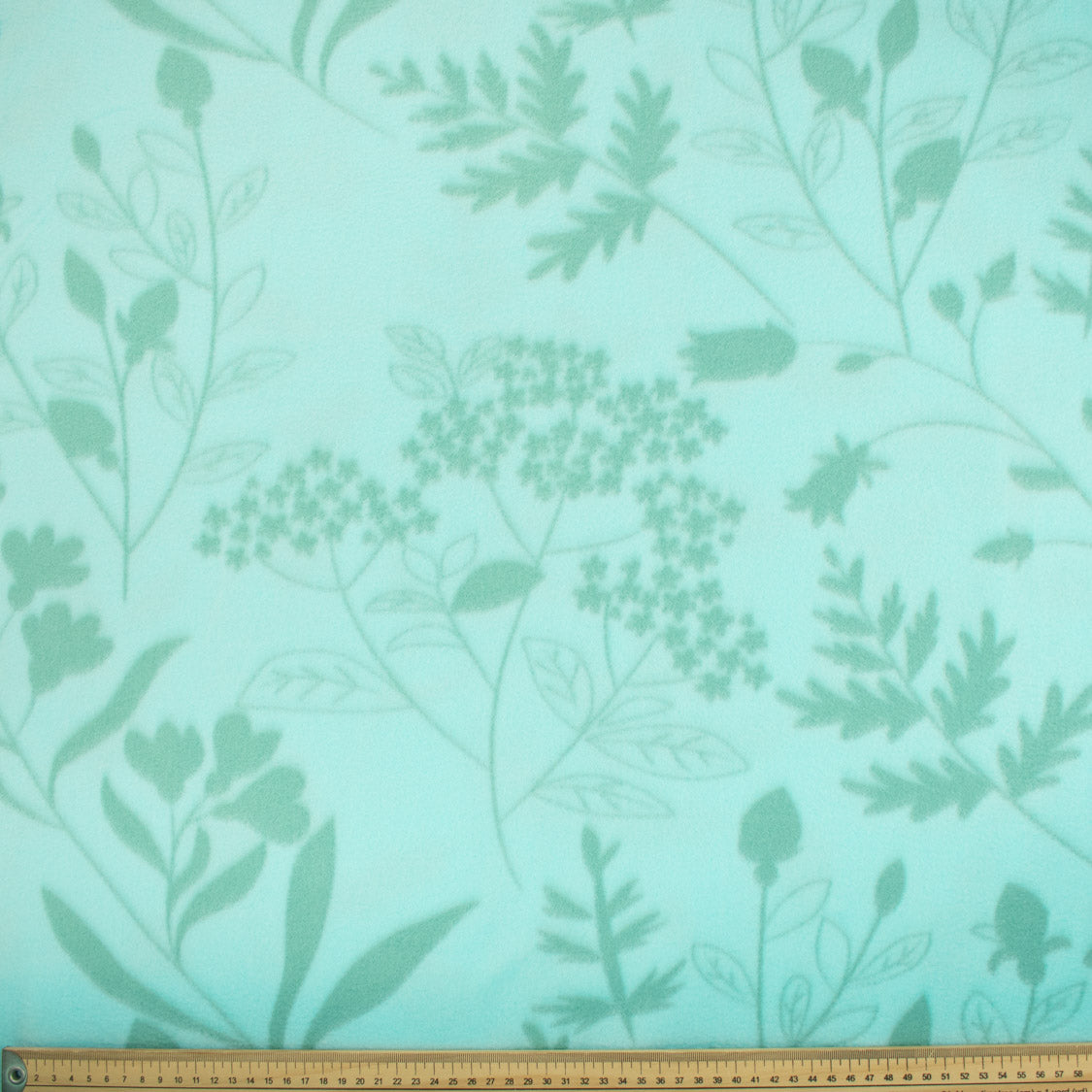 Flowers & Leaves on Blue Printed Polar Fleece DSN #61