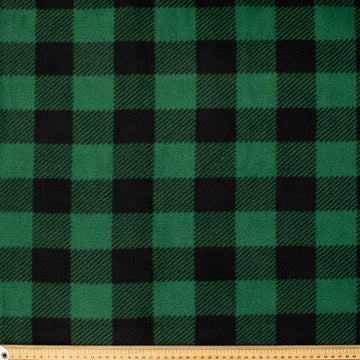 Black Checks on Green Printed Polar Fleece DSN #7