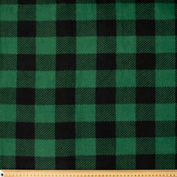 Black Checks on Green Printed Polar Fleece DSN #7