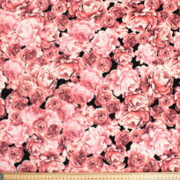 Red Flowers on Black Printed Polar Fleece Design-A10