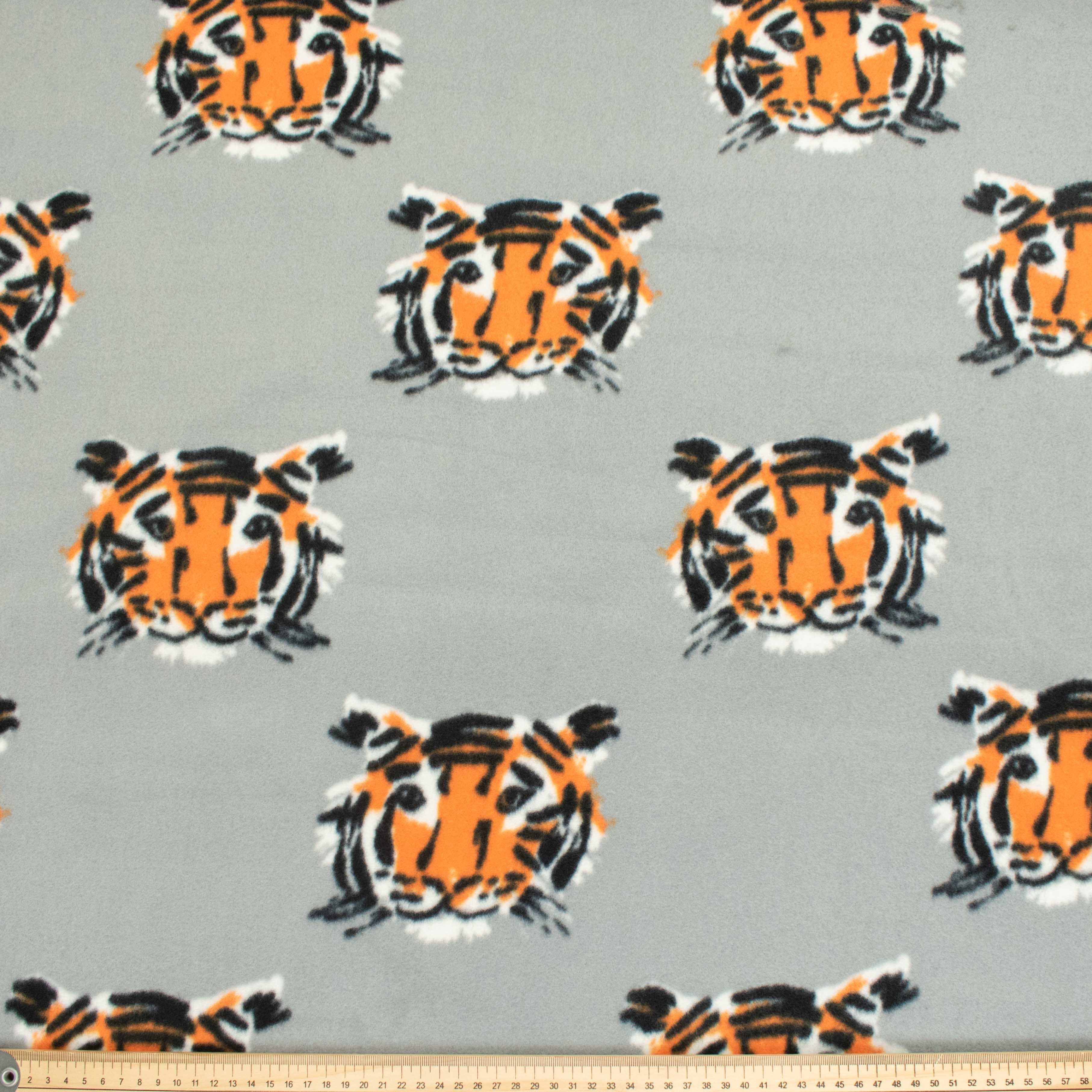 Tigers on Grey Printed Polar Fleece Design-A11