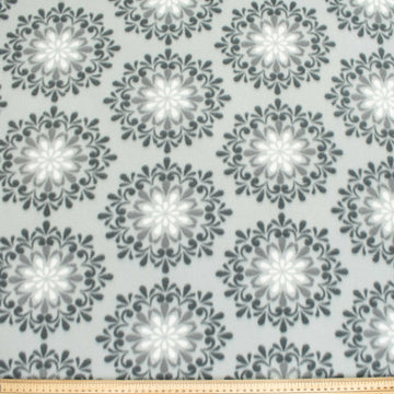 Snow Flake on Grey Printed Polar Fleece Design-A18