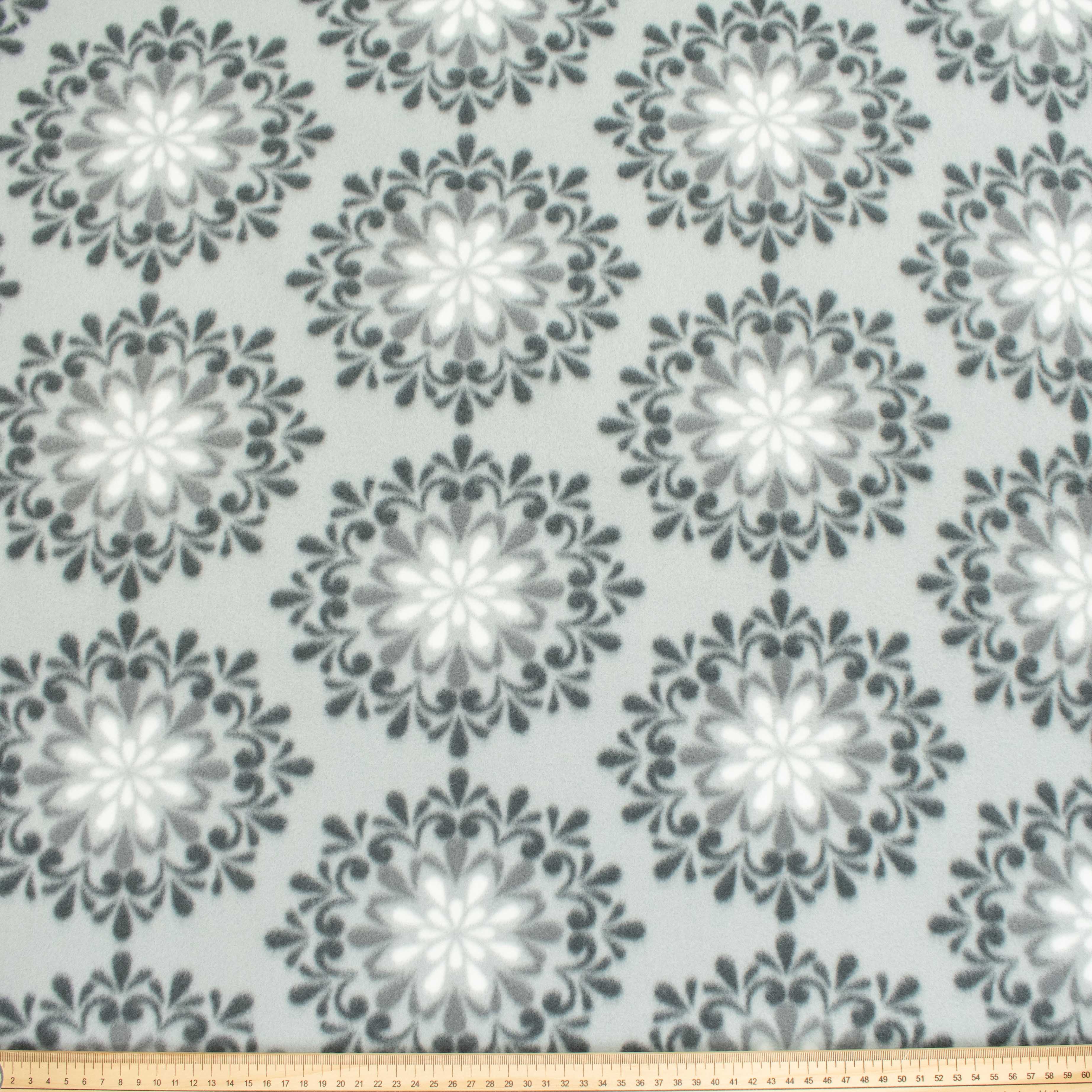 Snow Flake on Grey Printed Polar Fleece Design-A18