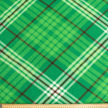 Green Checks Plaid Printed Polar Fleece Design-A22