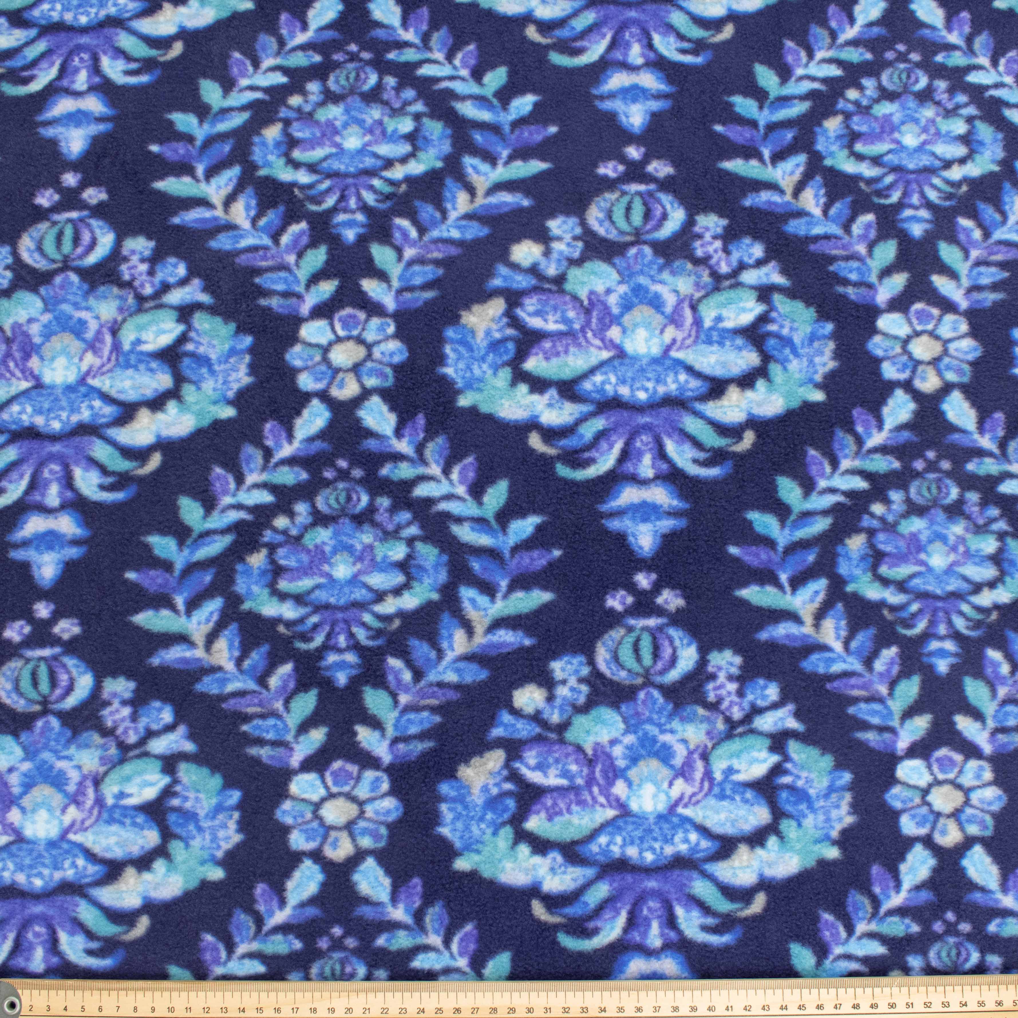 Floral Vines on Navy Printed Polar Fleece Design-A3