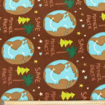 Save Mother Earth on Brown Printed Polar Fleece Design-A45