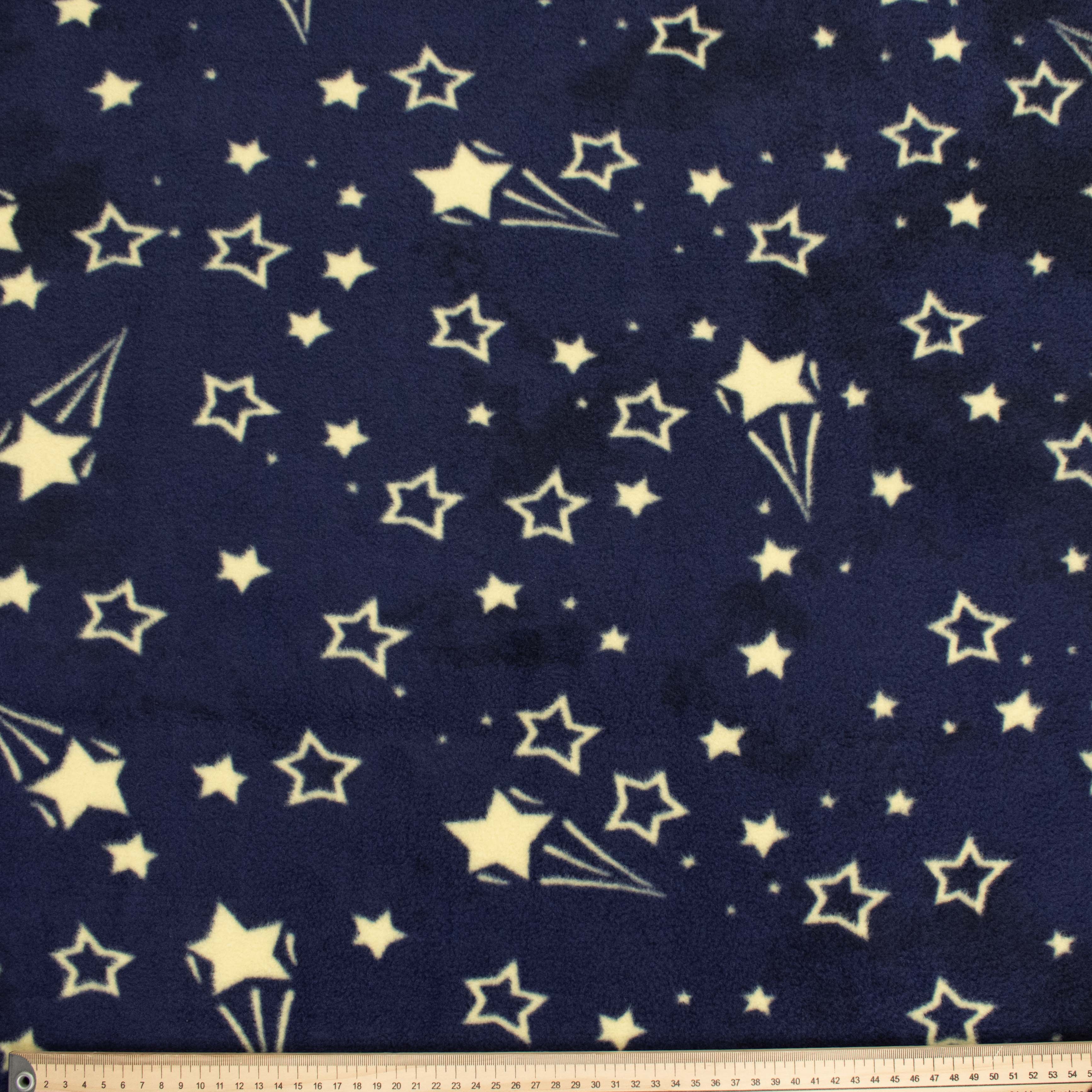Stars on Night Sky Navy Printed Polar Fleece Design-A6