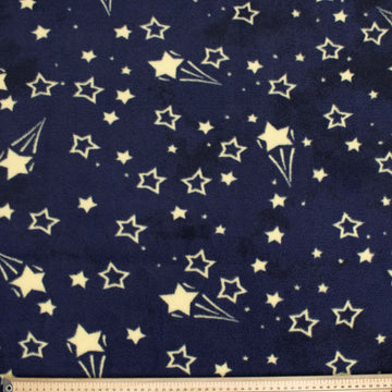Stars on Night Sky Navy Printed Polar Fleece Design-A6