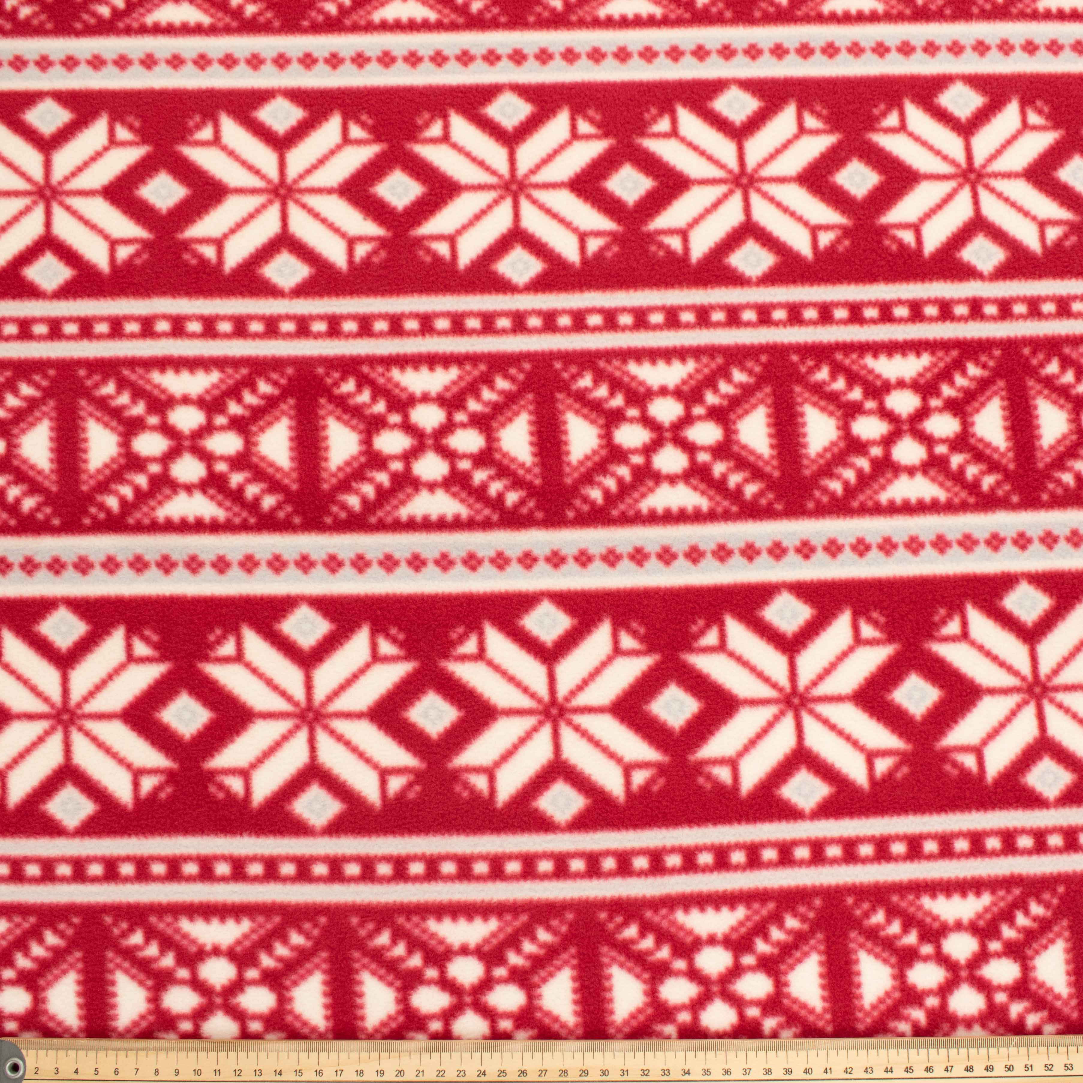 Geometry Stripes on Red Printed Polar Fleece Design-A9