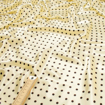 Printed Satin Design-16 Brown Dots on Cream