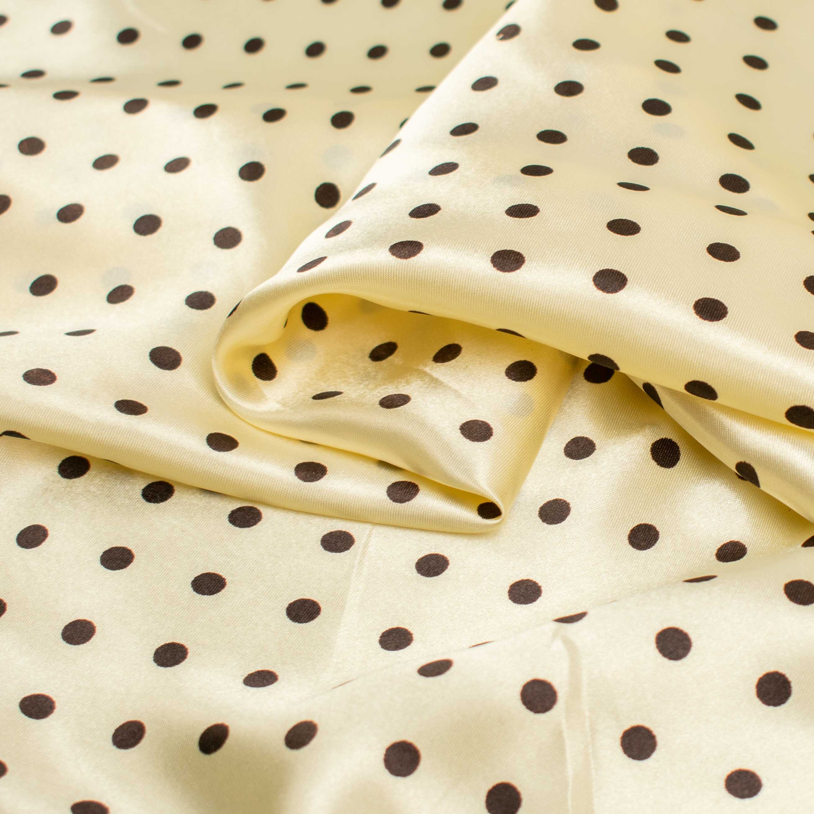 Printed Satin Design-16 Brown Dots on Cream