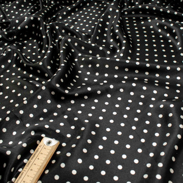 Printed Satin Design-17 White Dots on Black
