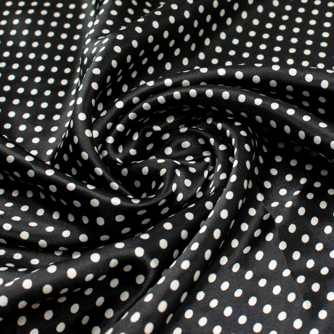 Printed Satin Design-17 White Dots on Black