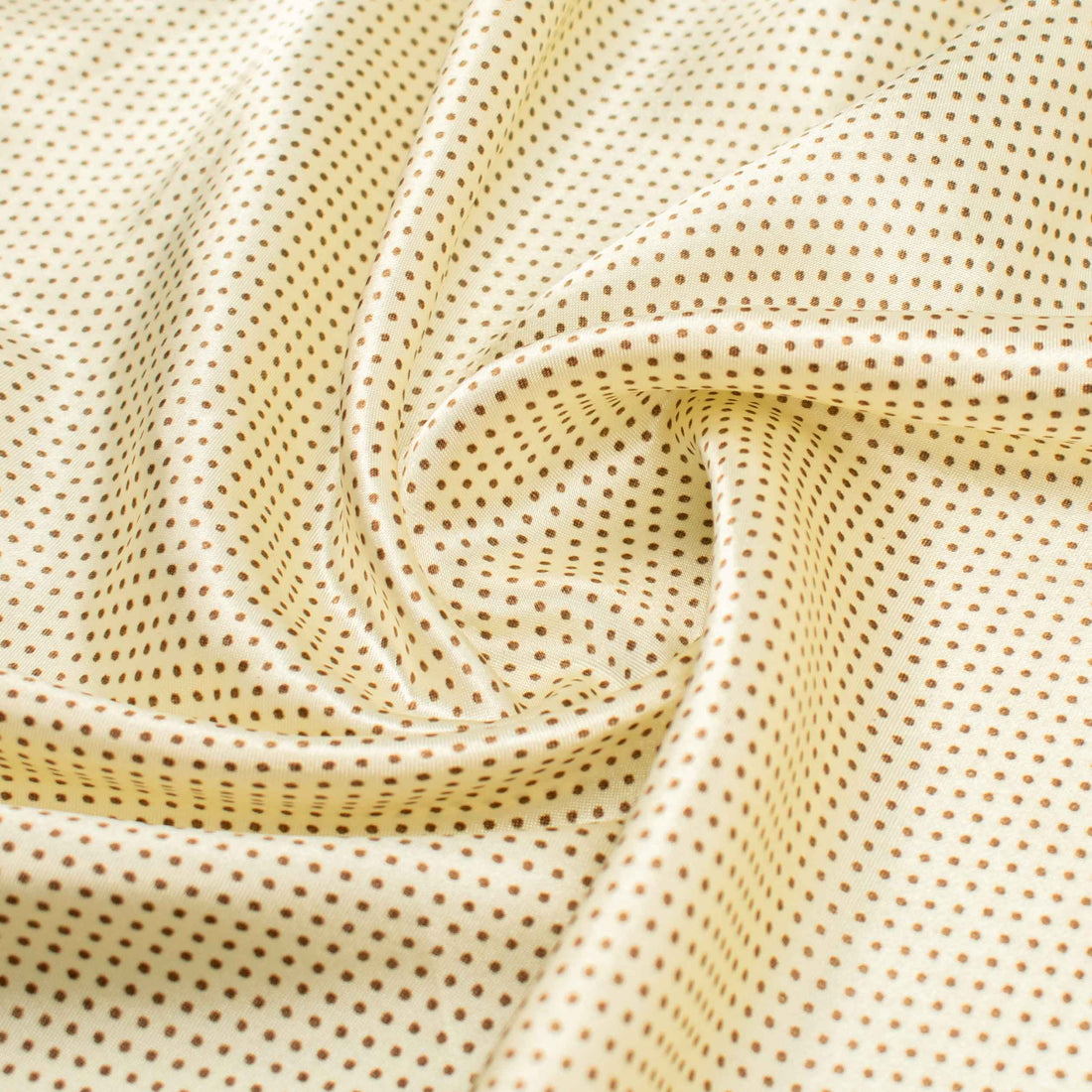 Printed Satin Design-19 Brown Mini Dots on Cream