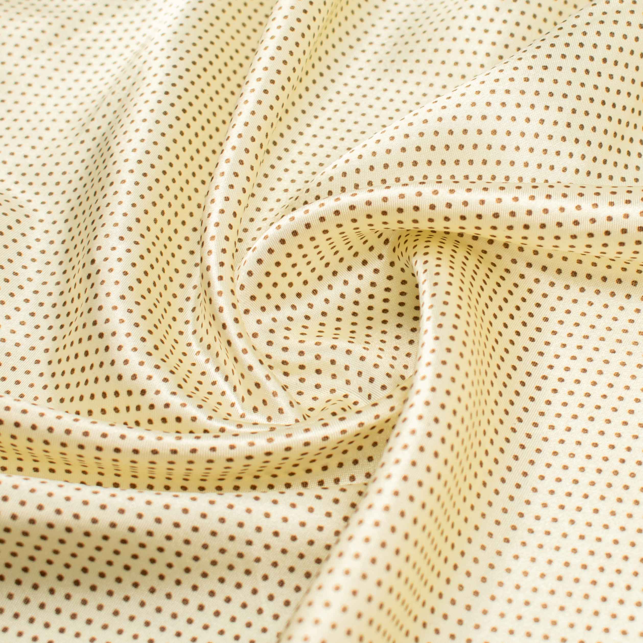 Printed Satin Design-19 Brown Mini Dots on Cream