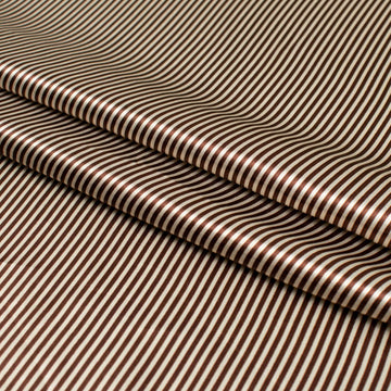 Printed Satin Design-22 Brown Stripes on Cream