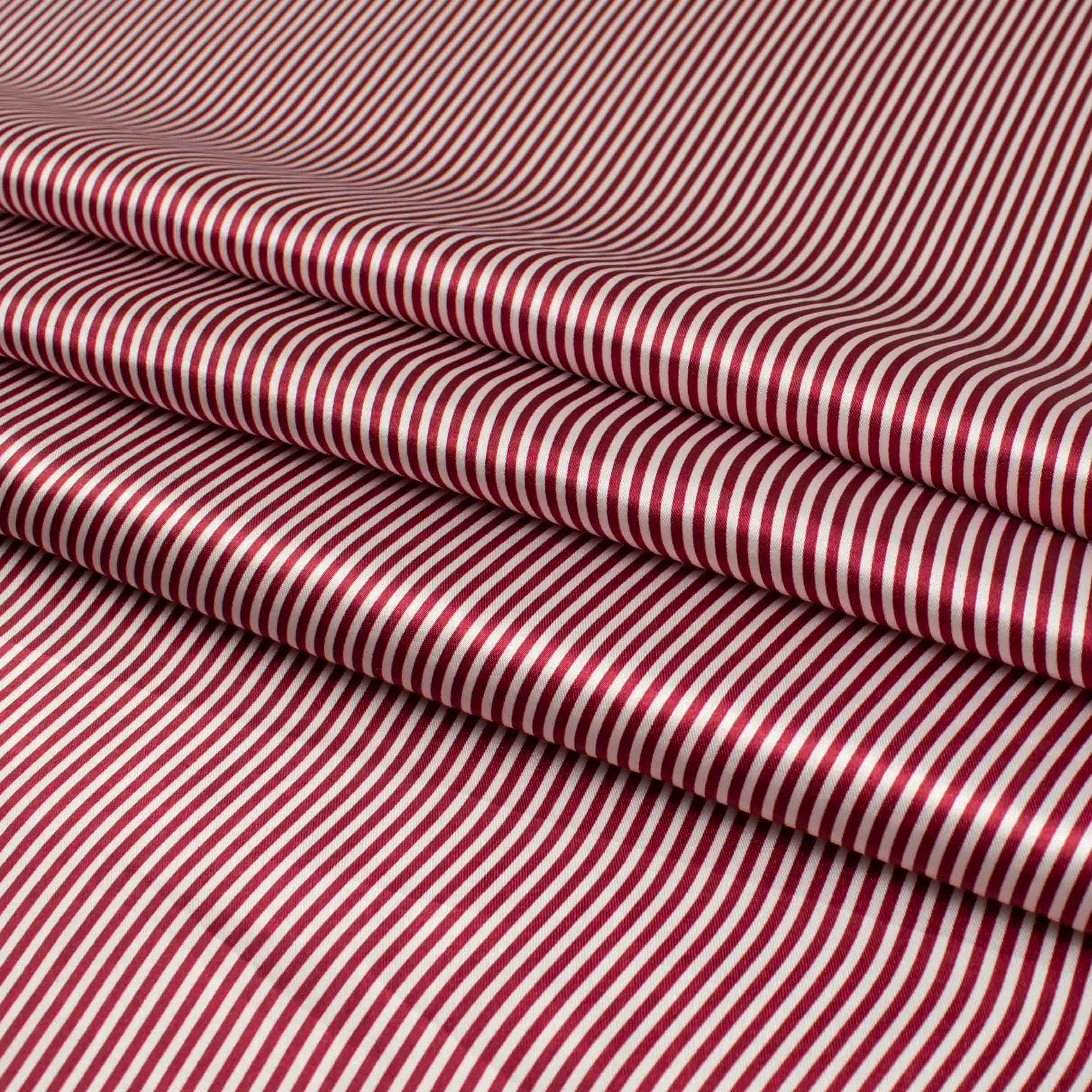 Printed Satin Design-23 Wine & Ivory Stripes
