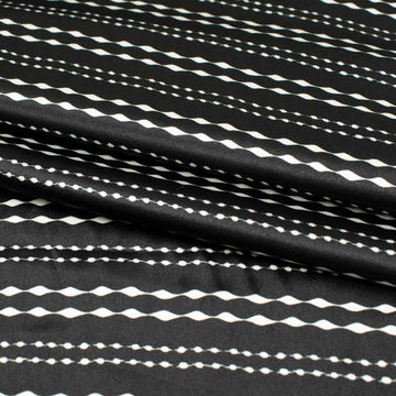 Printed Satin Design-26 White Stripes on Black