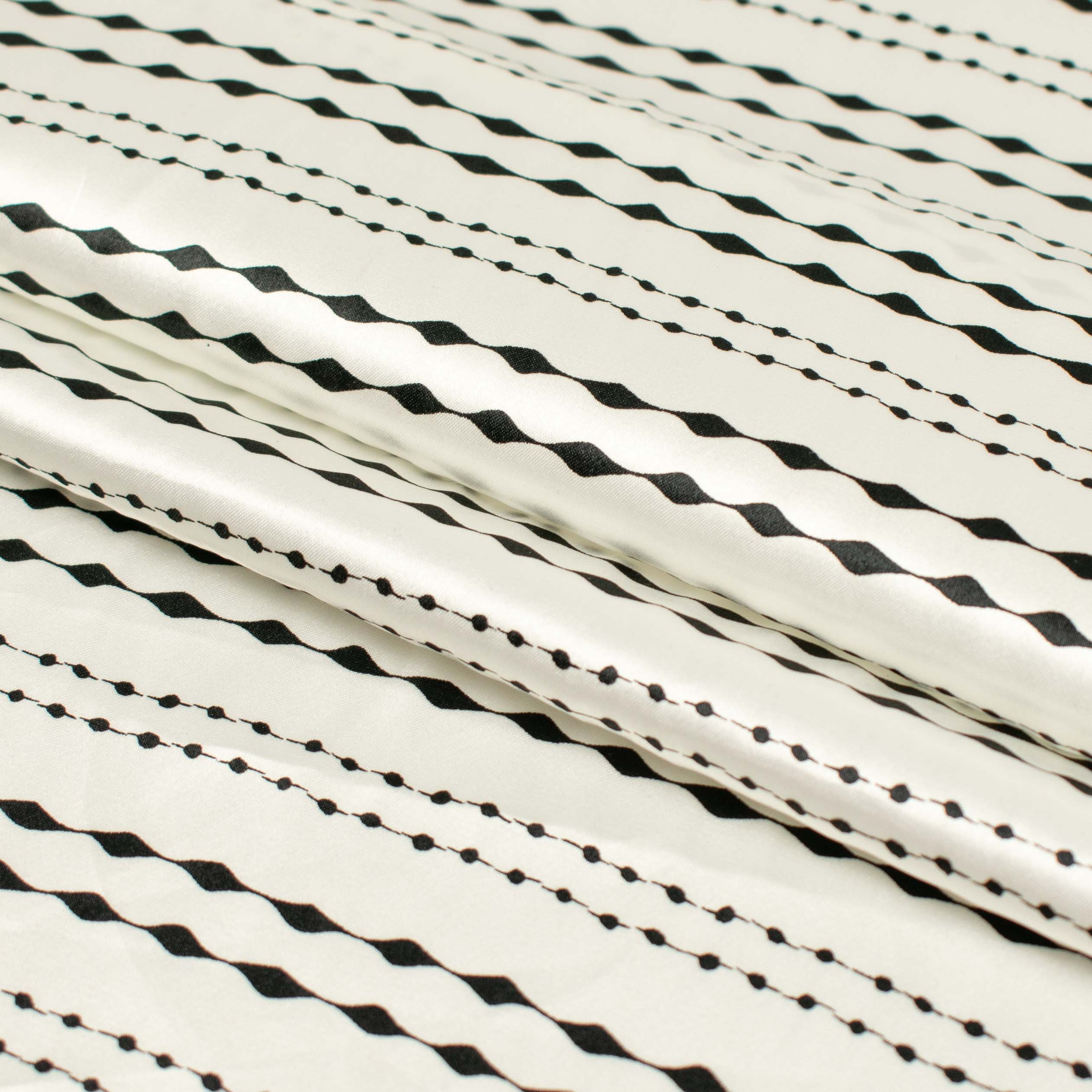 Printed Satin Design-27 Black Stripes on White