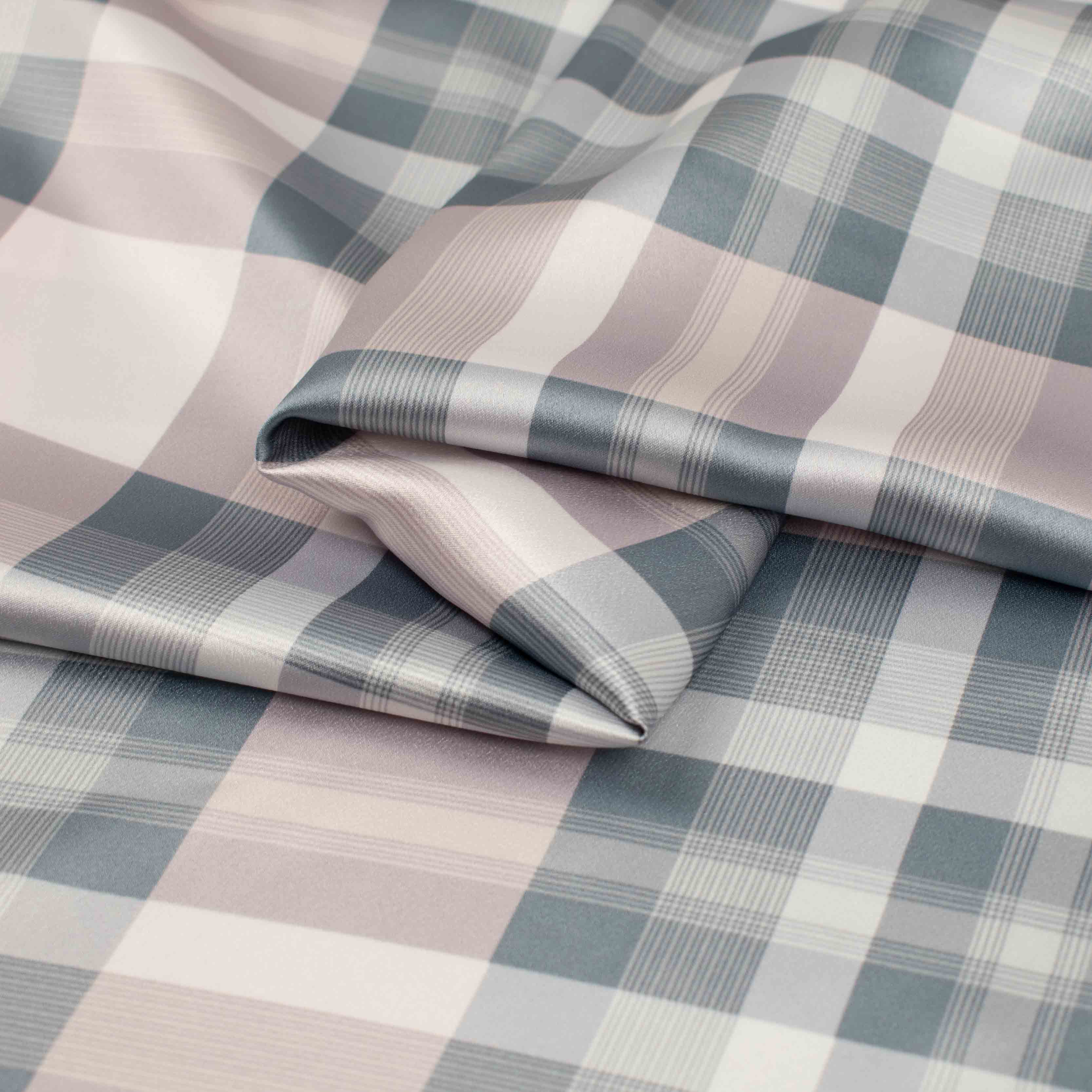 Printed Satin Design-29 Baby Pink & Silver Checks
