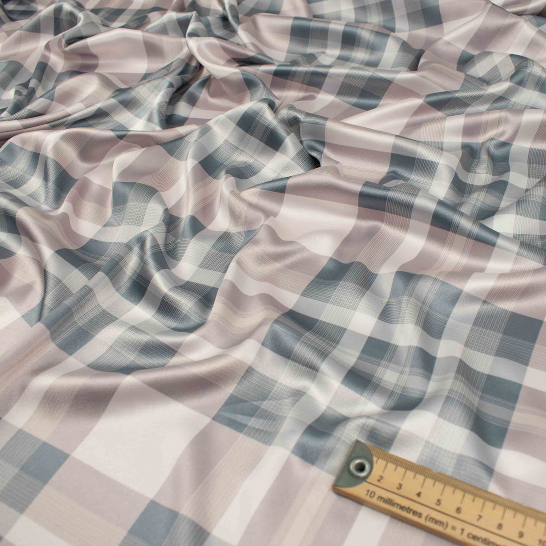 Printed Satin Design-29 Baby Pink & Silver Checks