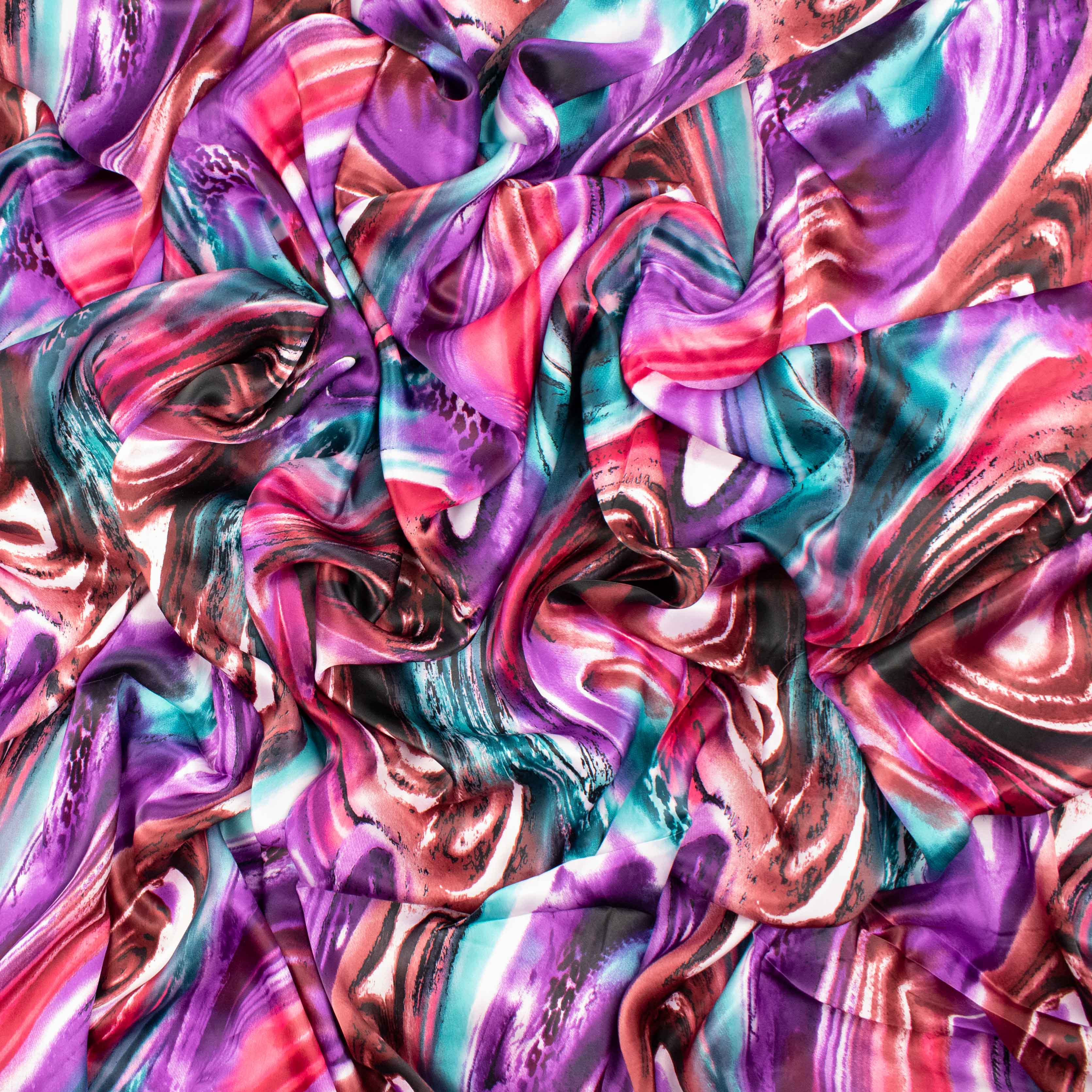 Printed Satin Design-3 Purple and Maroon Vortex