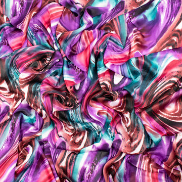 Printed Satin Design-3 Purple and Maroon Vortex